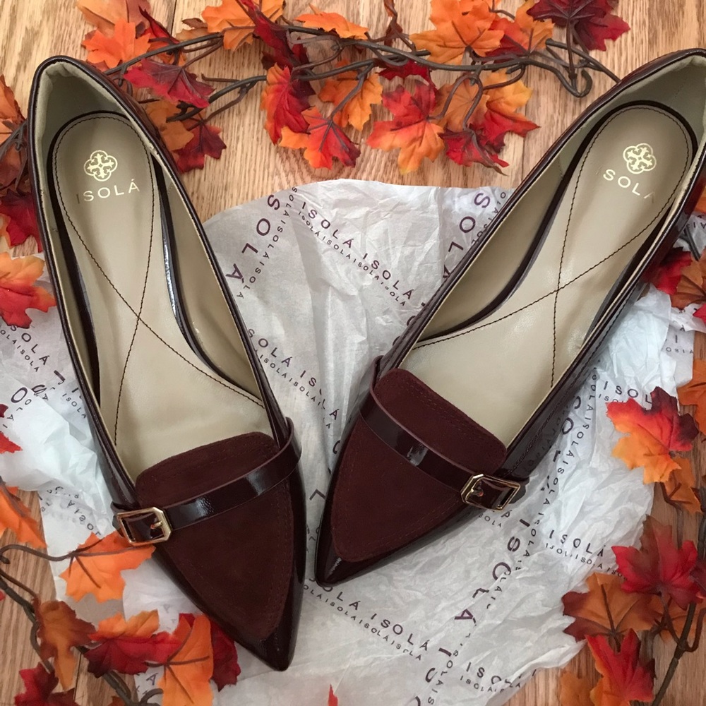 🌸Brand New ISOLA Maroon Patton leather flats 9.5